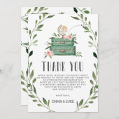 Rustikale Grünanlage Adventure Baby Dusche Koffer  Dankeskarte (Vorne/Hinten)