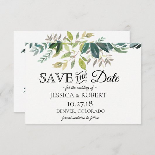 Rustikale Grünanlage Bouquet Save the Date (Vorne/Hinten)