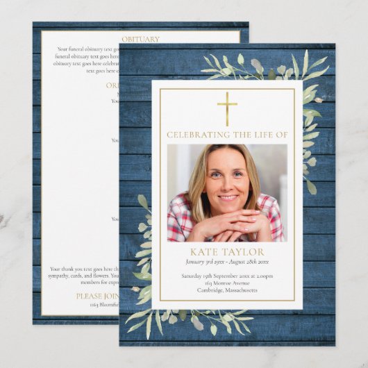 Rustikale Grünanlage Christlicher Bestattungsauftr Programm (Vorne/Hinten)