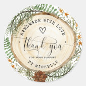 Rustikale Grünanlage handgefertigt mit Liebe Runder Aufkleber (Vorderseite)