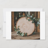 Rustikale Grünanlage & Holz Slice Probe Abendessen Einladung (Rückseite)