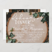 Rustikale Grünanlage & Holz Slice Probe Abendessen Einladung (Vorne/Hinten)