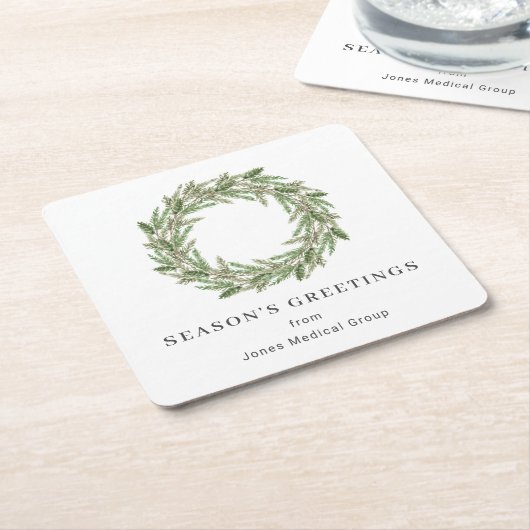 Rustikale Grünanlage Pine Wreath Business Holiday Rechteckiger Pappuntersetzer (angewinkelt)