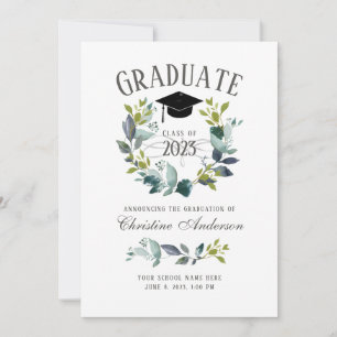 Rustikale Grünanlage Wreath Black Grad Cap Abschlu Ankündigung