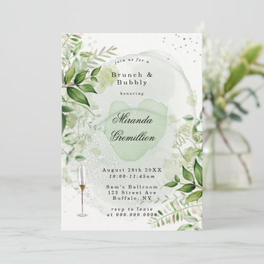 Rustikale Grünanlagen Weinberg Brunch & Bubbly Inv Einladung (Stehend Vorderseite)