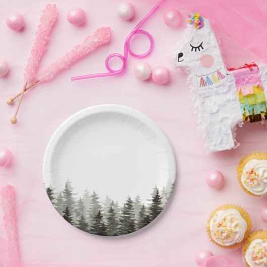 Rustikale Grünbäume Pappteller (Party)