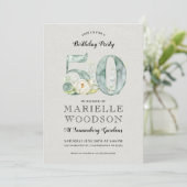 Rustikale Grüne 50. Geburtstagsparty Einladung (Stehend Vorderseite)