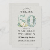 Rustikale Grüne 50. Geburtstagsparty Einladung (Vorne/Hinten)