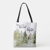 Rustikale grüne Aquarellwälder Pine Tree Weihnacht Tasche (Rückseite)