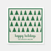 Rustikale grüne, beige Baumstruktur Muster Name Fe Serviette (Vorderseite)