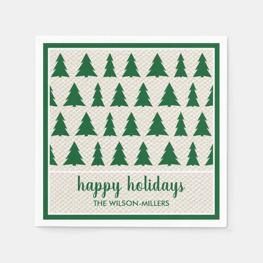 Rustikale grüne, beige Baumstruktur Muster Name Fe Serviette (Vorderseite)