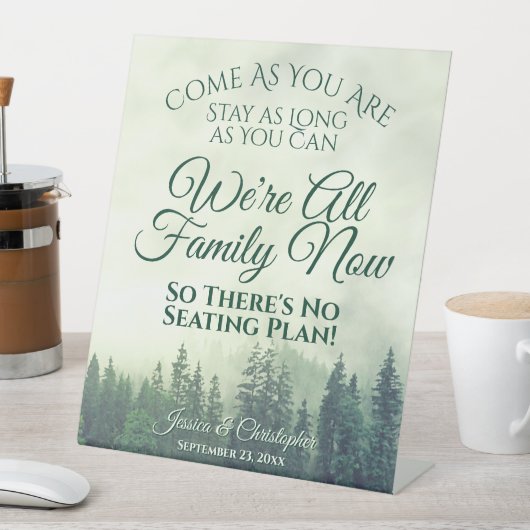 Rustikale grüne Bergwälder Open Seating Wedding Sockelschild (In Situ)