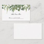 Rustikale grüne Blätter Blumentisch Platzkarte (Vorne/Hinten)