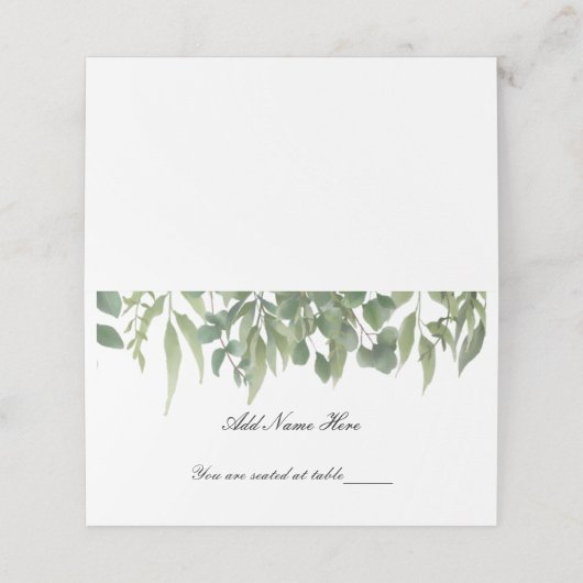 Rustikale grüne Blätter Blumentisch Platzkarte (Außenseite Aufgefaltet)