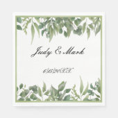 Rustikale grüne Blätter Grünfolien Serviette (Vorderseite)