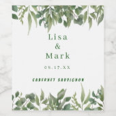 Rustikale Grüne Blätter Grünfolienhochzeit Weinetikett (Einzelnes Label)