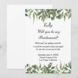 Rustikale grüne Blätter Grünpflanzen Foliage Bride Einladung