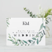 Rustikale grüne Blätter zum Hochzeitsschreiben von Einladung (Stehend Vorderseite)