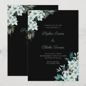 Rustikale grüne Blume Boho Black Wedding Einladung (Vorne/Hinten)