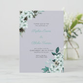 Rustikale grüne Blume Boho Cloud Gray Wedding Einladung (Stehend Vorderseite)
