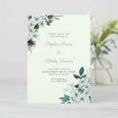 Rustikale Grüne Blume Boho Light Green Wedding Einladung (Stehend Vorderseite)