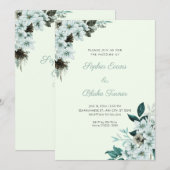Rustikale Grüne Blume Boho Light Green Wedding Einladung (Vorne/Hinten)
