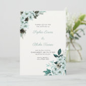 Rustikale grüne Blume Boho Off White Wedding Einladung (Stehend Vorderseite)