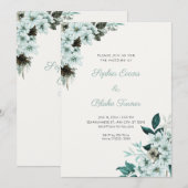 Rustikale grüne Blume Boho Off White Wedding Einladung (Vorne/Hinten)