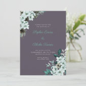 Rustikale grüne Blume Boho Smoke Gray Wedding Einladung (Stehend Vorderseite)