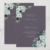 Rustikale grüne Blume Boho Smoke Gray Wedding Einladung (Vorne/Hinten)