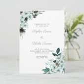 Rustikale grüne Blume Boho White Wedding Einladung (Stehend Vorderseite)