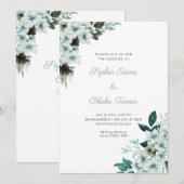 Rustikale grüne Blume Boho White Wedding Einladung (Vorne/Hinten)