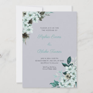 Rustikale grüne Blumen Boho Cloud Grau Hochzeit Einladung