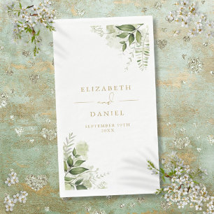 Rustikale Grüne Blumen Elegant Gold Hochzeit Serviette