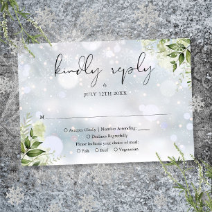 Rustikale Grüne Blumen Hochzeit im Winter RSVP Karte