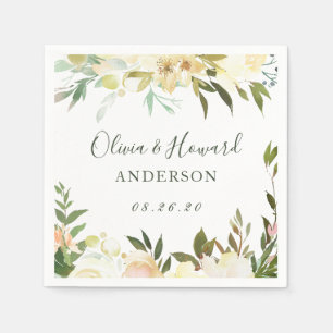 Rustikale grüne Blumen-Hochzeitsservietten Serviette
