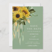 Rustikale grüne Blumenblumen Save The Date (Vorderseite)