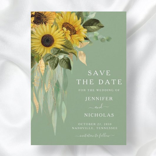 Rustikale grüne Blumenblumen Save The Date