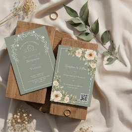 Rustikale grüne Blumenhochzeitseinladung Einladung