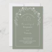 Rustikale grüne Blumenhochzeitseinladung Einladung (Vorderseite)
