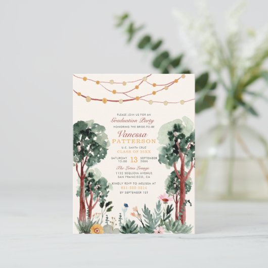 Rustikale Grüne Botanische Bäume Einzigartiger Abs Einladungspostkarte (Stehend Vorderseite)