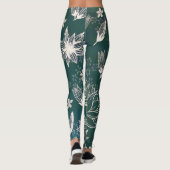 Rustikale grüne botanische Wildblumen Blossom Leggings (Rückseite)