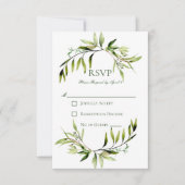 Rustikale Grüne Bough Wedding RSVP Karte (Vorderseite)