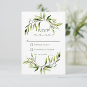Rustikale Grüne Bough Wedding RSVP Karte (Stehend Vorderseite)