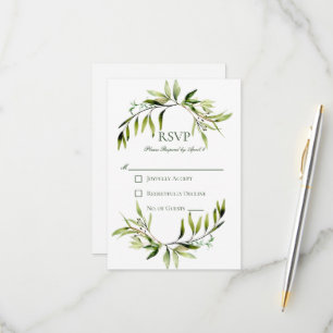 Rustikale Grüne Bough Wedding RSVP Karte