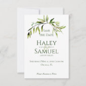 Rustikale Grüne Bough Wedding Save The Date (Vorderseite)