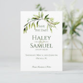 Rustikale Grüne Bough Wedding Save The Date (Stehend Vorderseite)