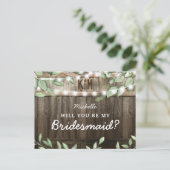 Rustikale Grüne Bridesmaid - Vorschlag Card Postkarte (Stehend Vorderseite)