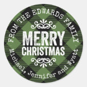 Rustikale grüne Buffalo Karo Weihnachtsgeschenke T Runder Aufkleber (Vorderseite)
