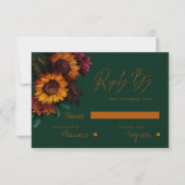 Rustikale grüne Burnt Orange Floral Wedding RSVP Karte (Rückseite)